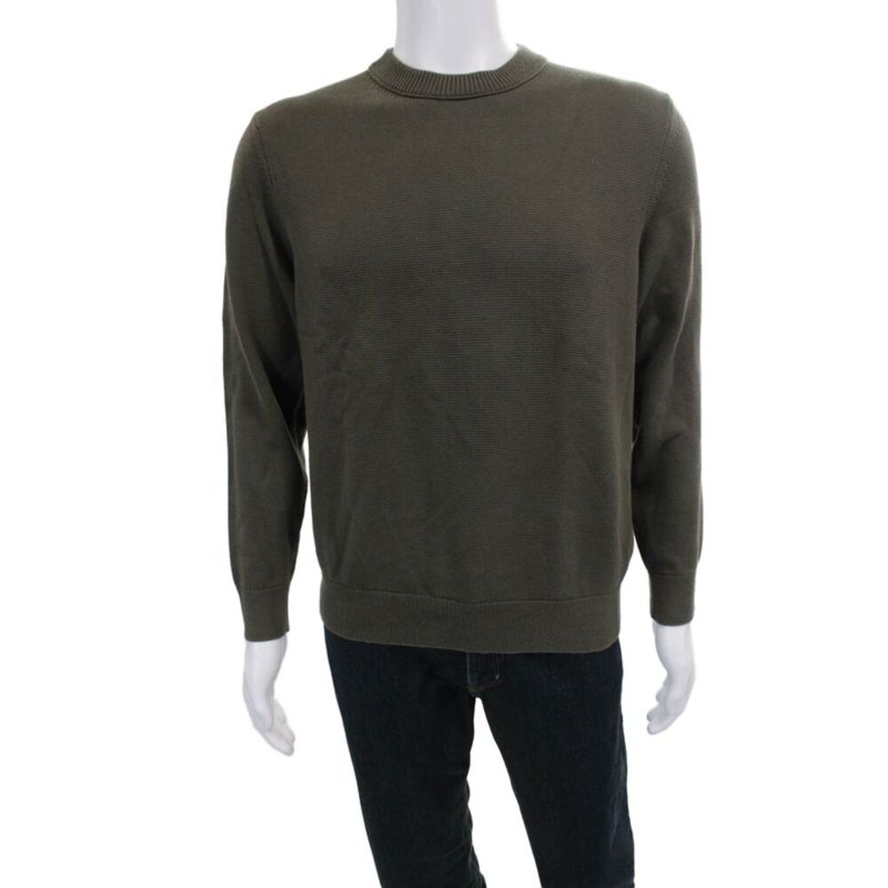 Buck Mason Mens Pullover Sweater Cotton Crew Neck Green Long Sleeve Size M